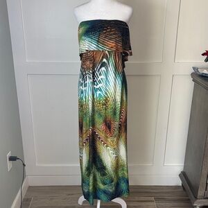 Multicolor Strapless Maxi Dress size small